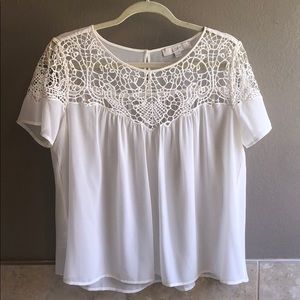 Lace flowy sheer white top
